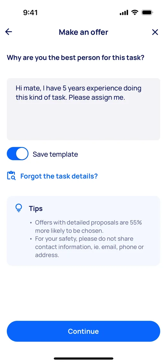 Airtasker Clone Provider app — Make an offer