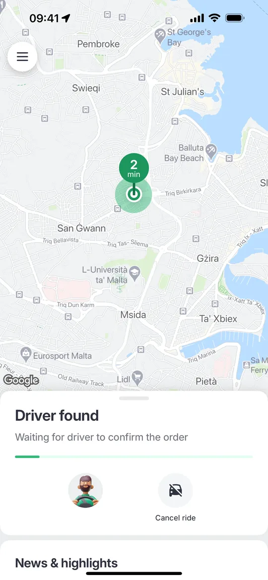 Bolt Clone — Driver found screen