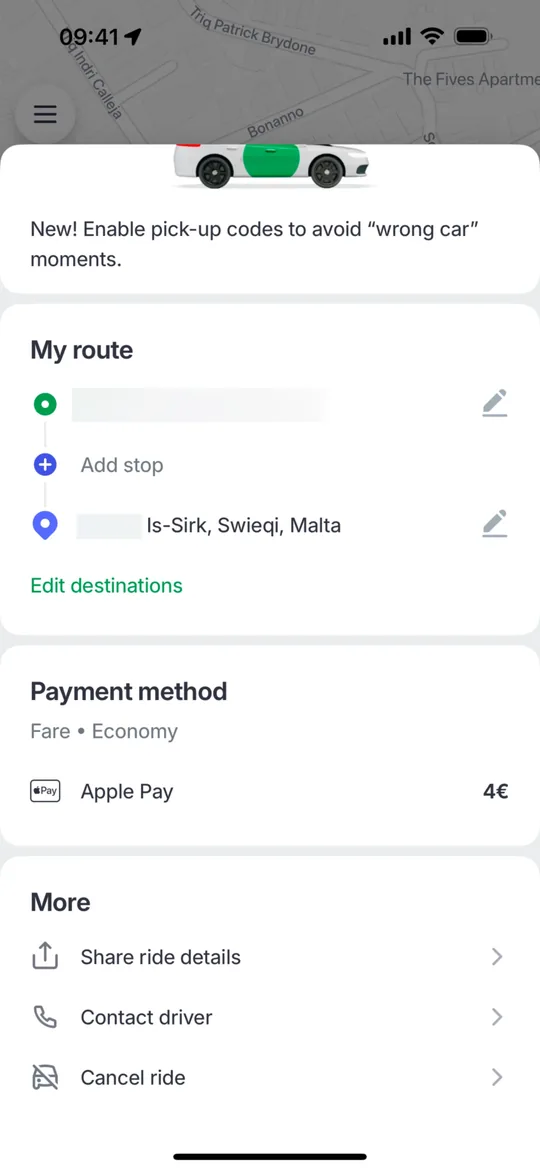Bolt Clone — Ride details screen