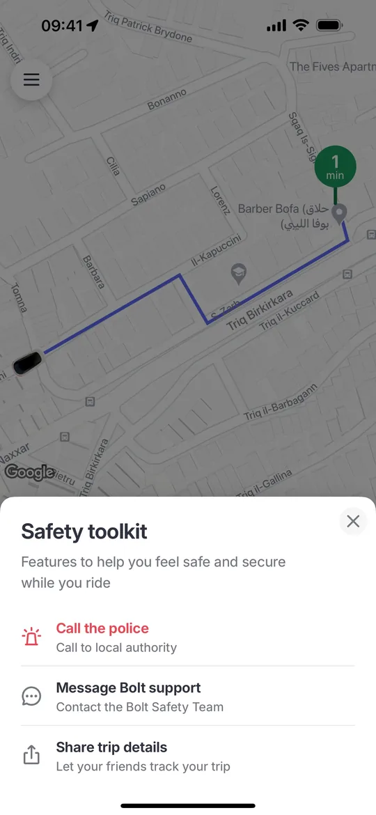 Bolt Clone — Safety toolkit screen
