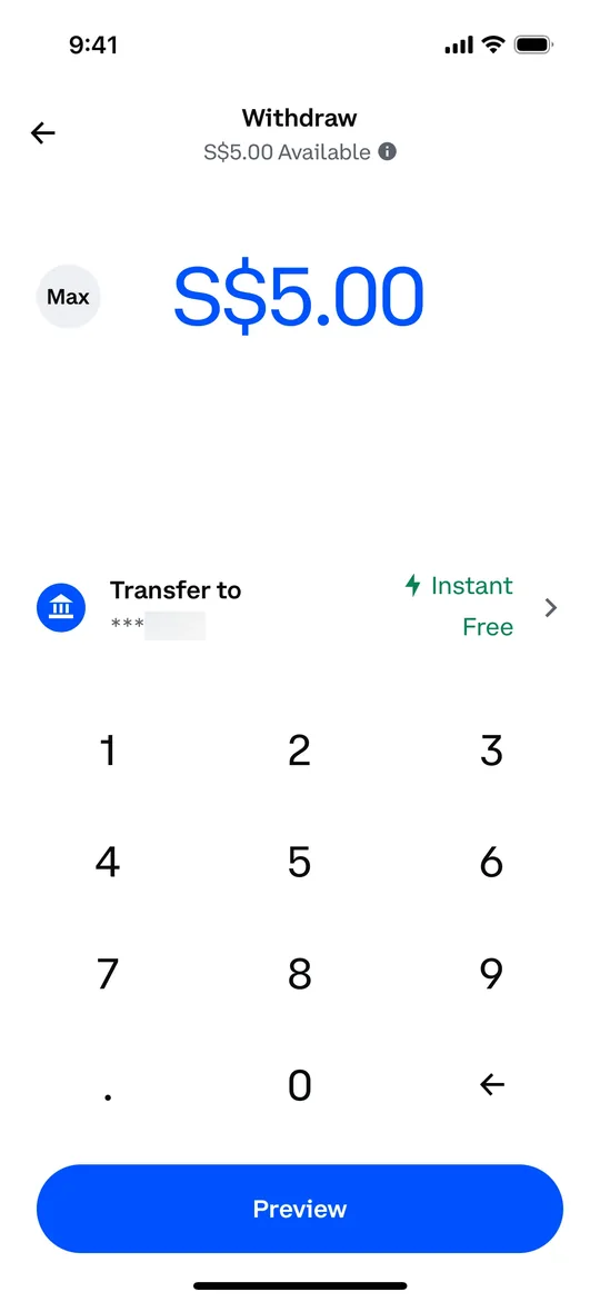 Bolt Clone — Withdraw earnings screen