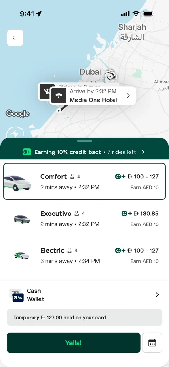 Super app app — Choose a car type