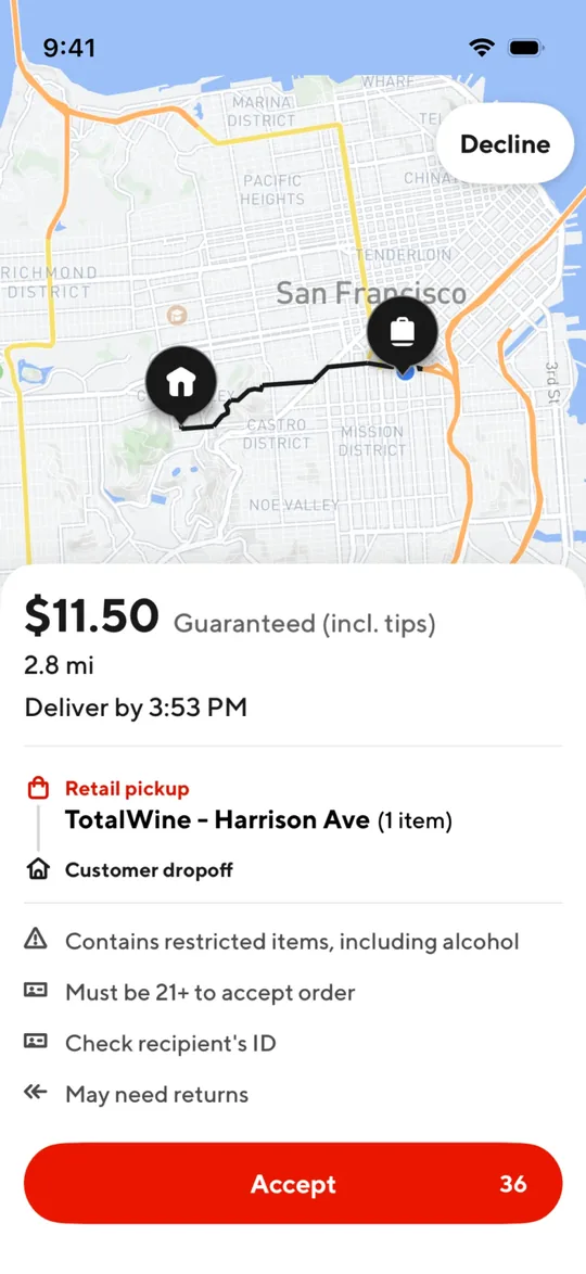 Careem Clone Driver / rider app — New job request