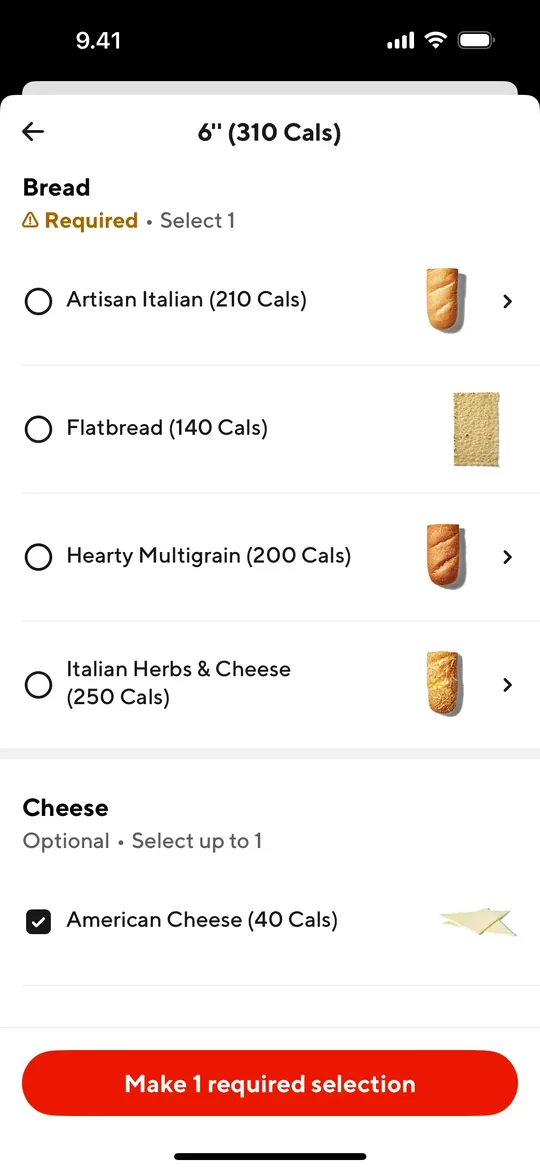 DoorDash Clone — Item options screen