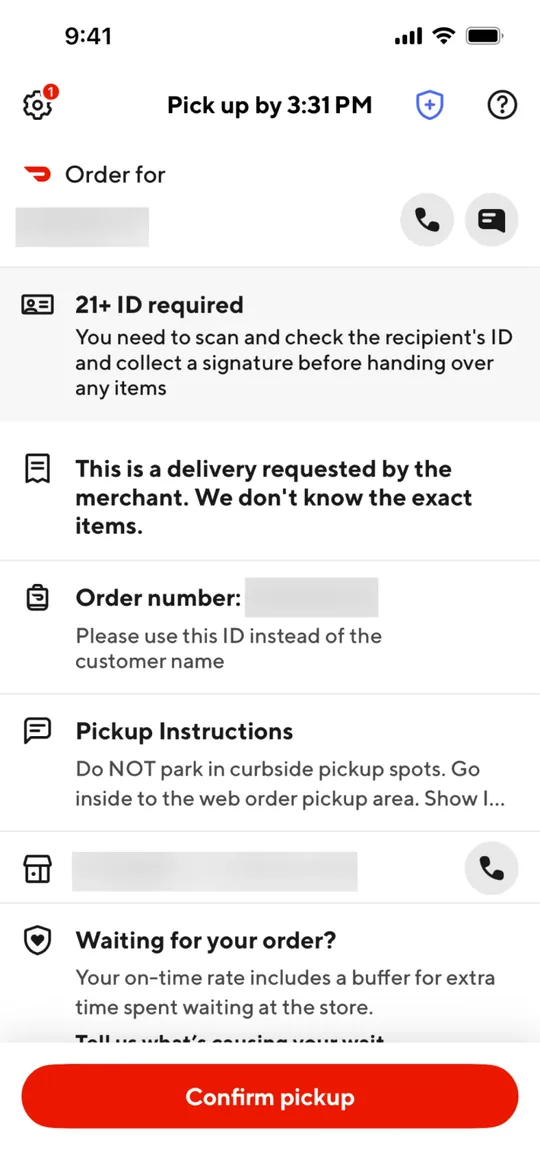 Foodpanda Clone — Confirm pickup screen