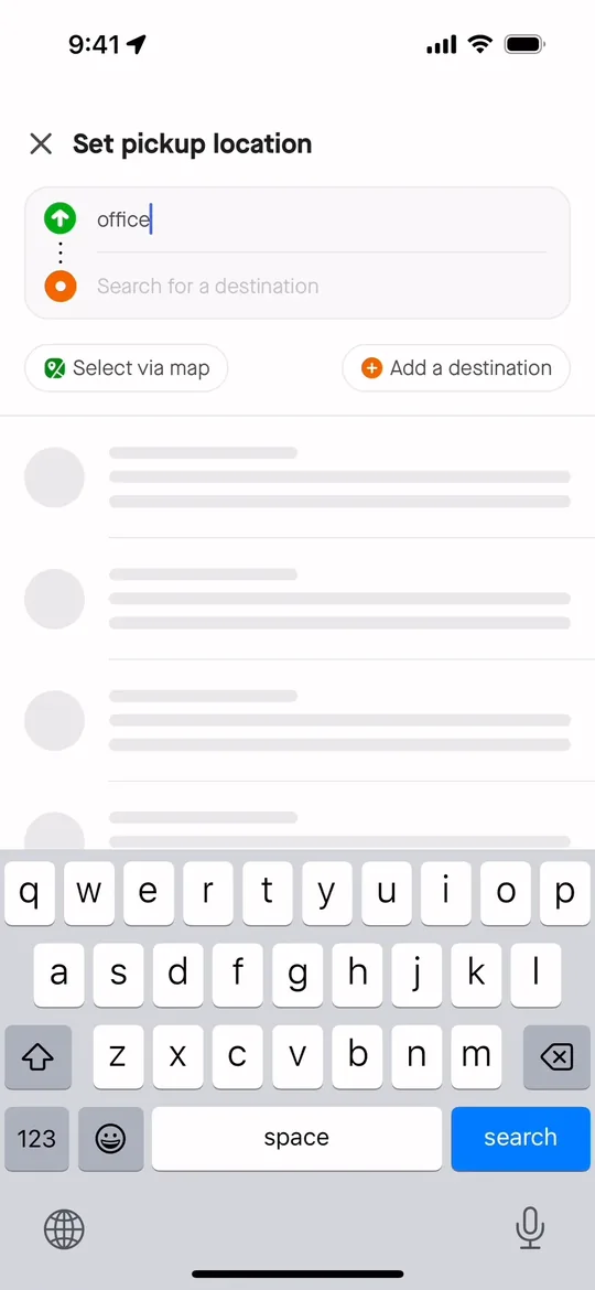 Gojek क्लोन — पिकअप लोकेशन सेट करें स्क्रीन