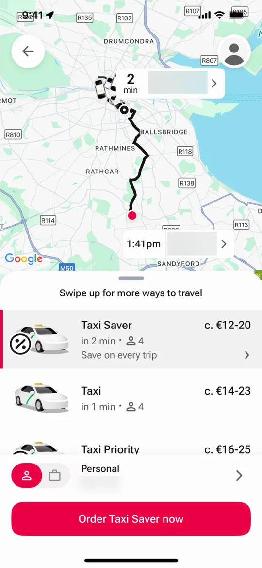 Gojek क्लोन — राइड विकल्प स्क्रीन