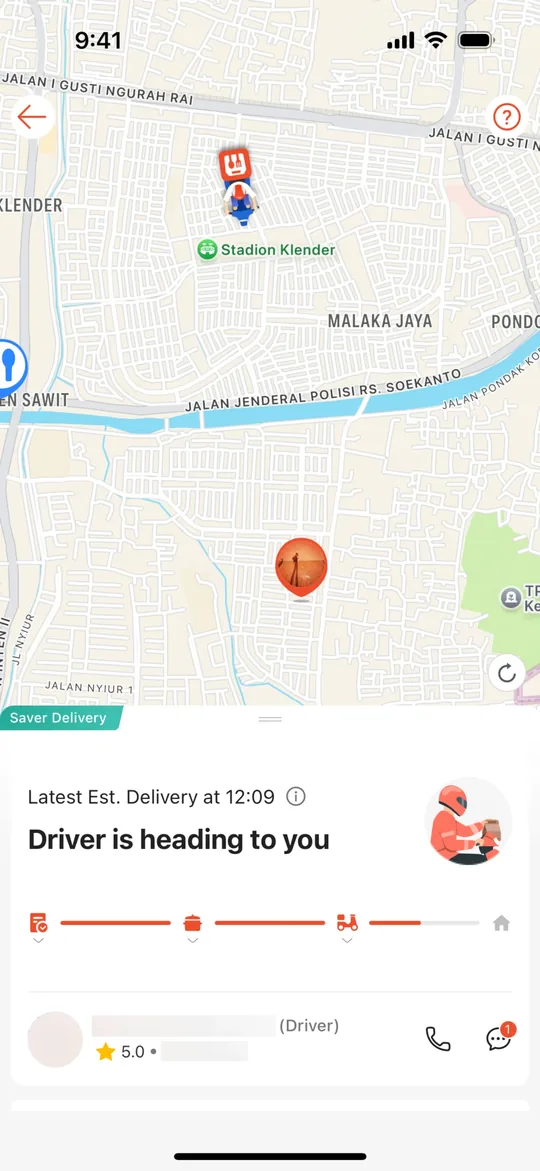 Grab Clone — Live order tracking screen