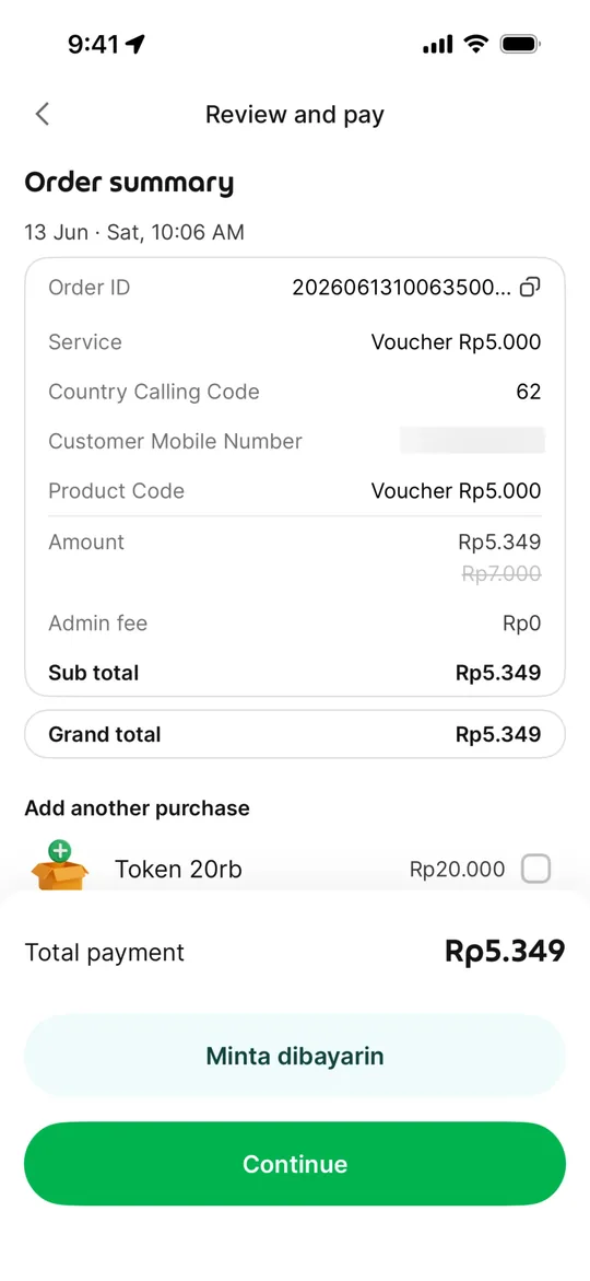 Grab Clone — Bills and top-ups screen