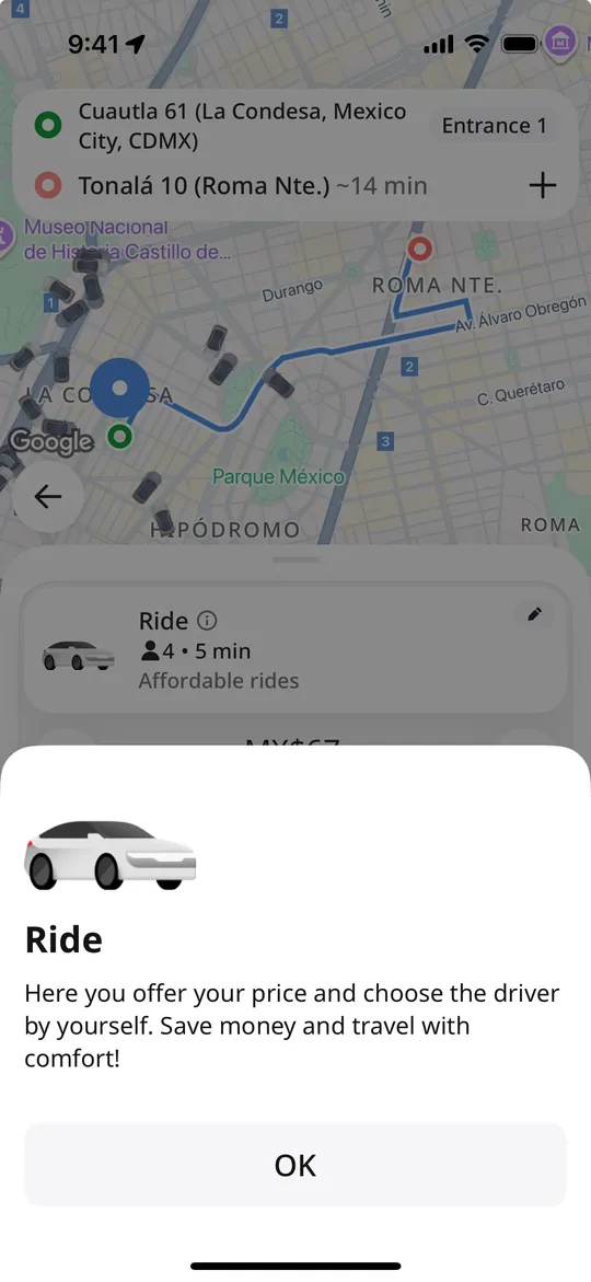 نسخة inDrive — شاشة سمِّ سعرك