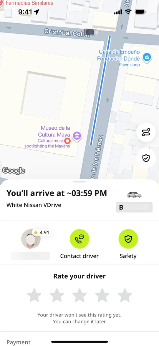 نسخة inDrive — شاشة الرحلة جارية