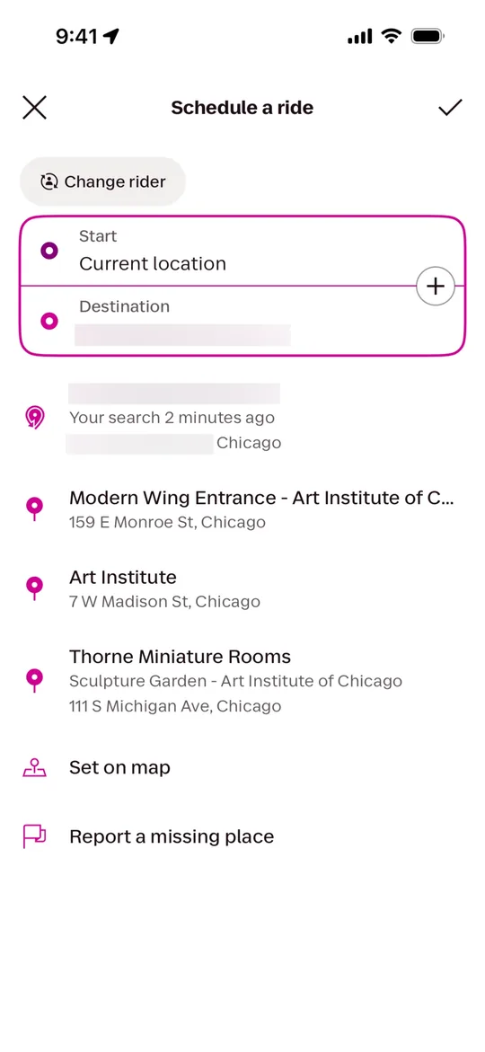 Lyft Clone — Schedule a ride screen
