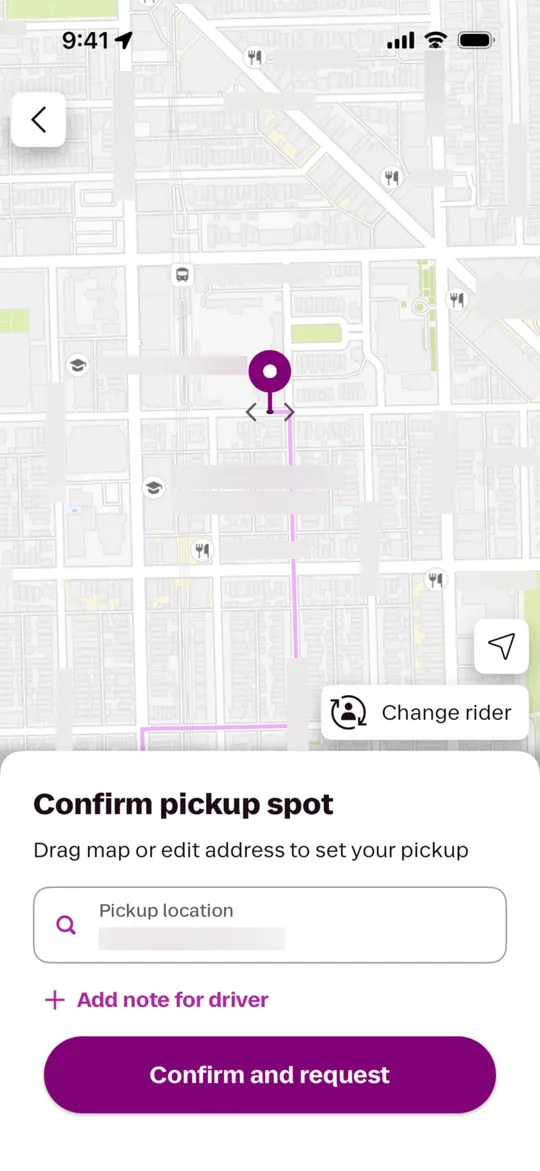 نسخة Lyft — شاشة تأكيد نقطة الالتقاء
