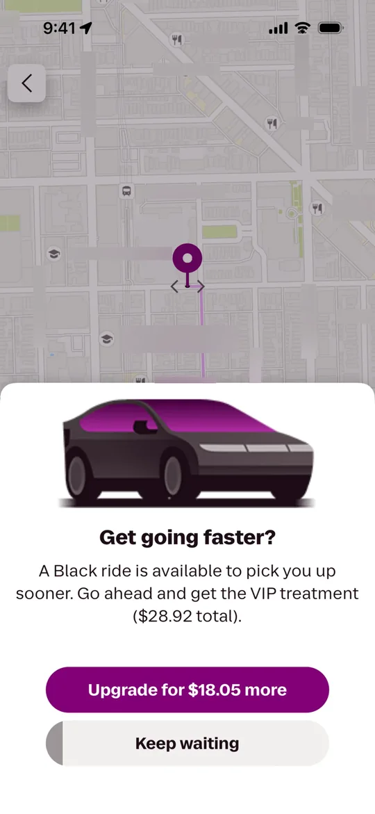 Lyft Clone — Faster pickup upgrade screen