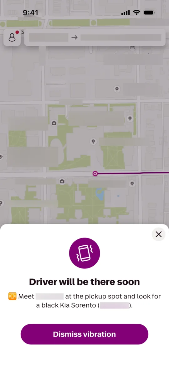 Lyft Clone — Driver arriving alert screen
