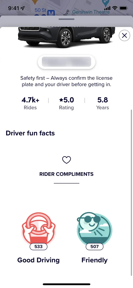 Lyft Clone — Driver profile screen