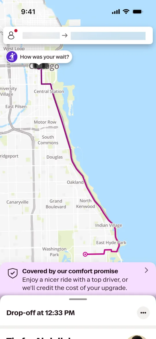 Lyft Clone — Live trip screen
