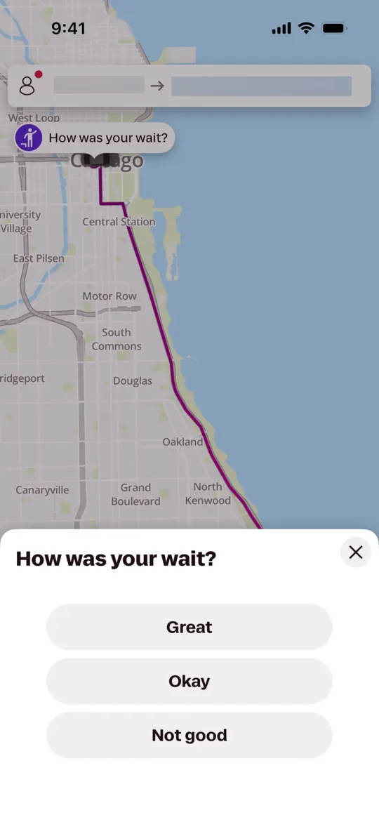 Lyft Clone — Pickup feedback screen