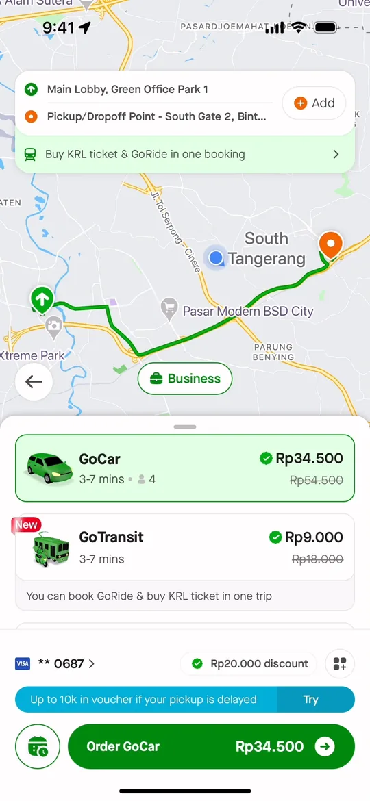 Pathao Clone — Ride options screen