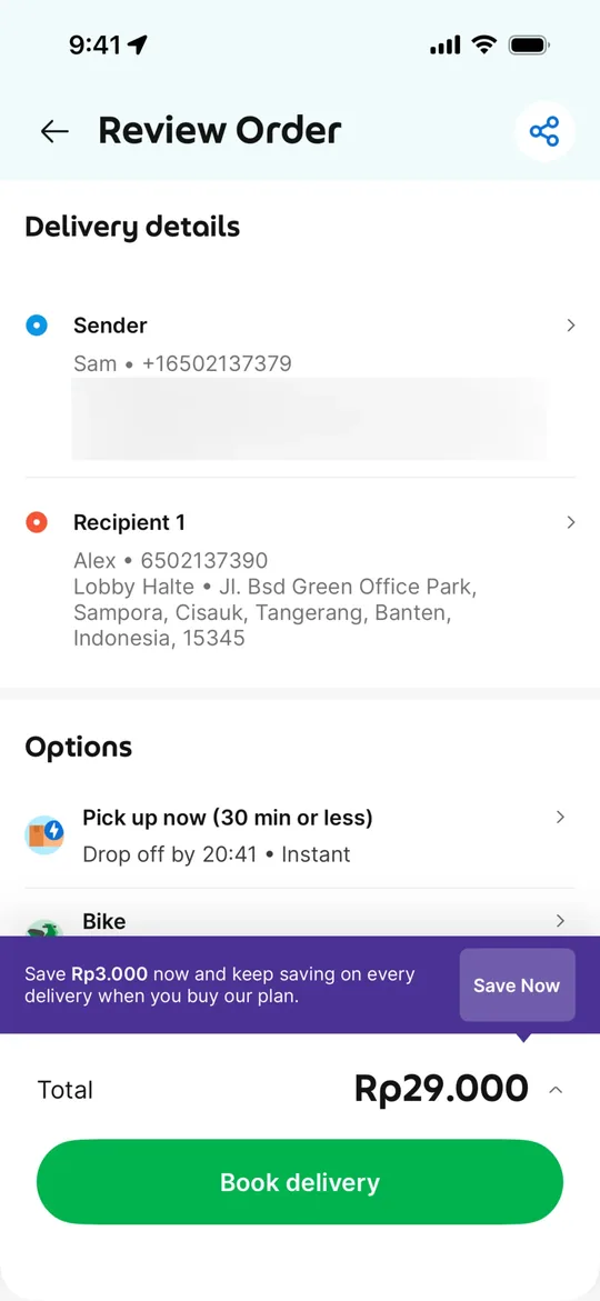Pathao Clone — Review parcel order screen