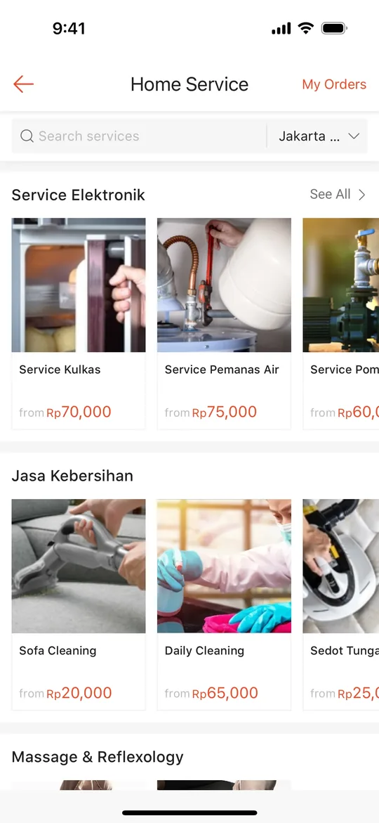 Home services app — Home