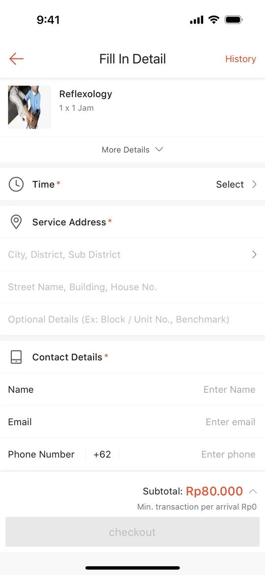 Sheba.xyz Clone — Service details screen