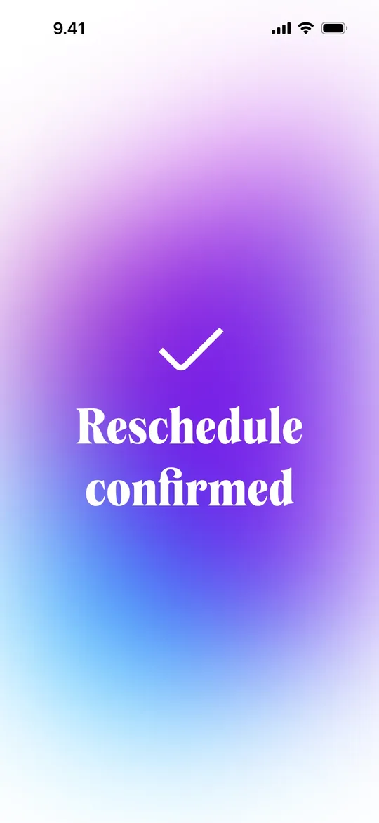 Sheba.xyz Clone — Reschedule confirmed screen