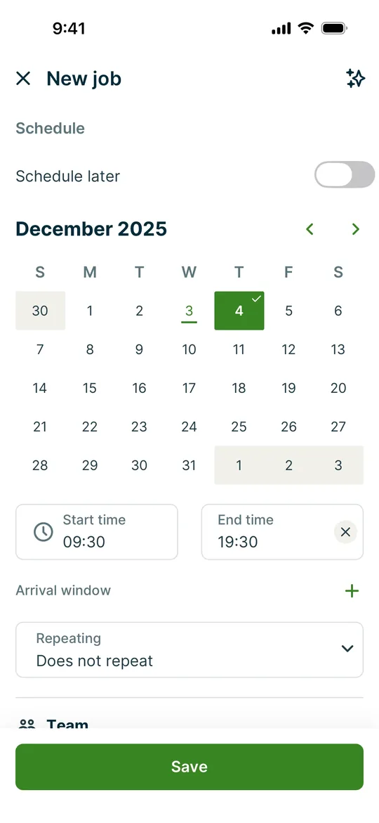 Sheba.xyz Clone — Schedule a job screen