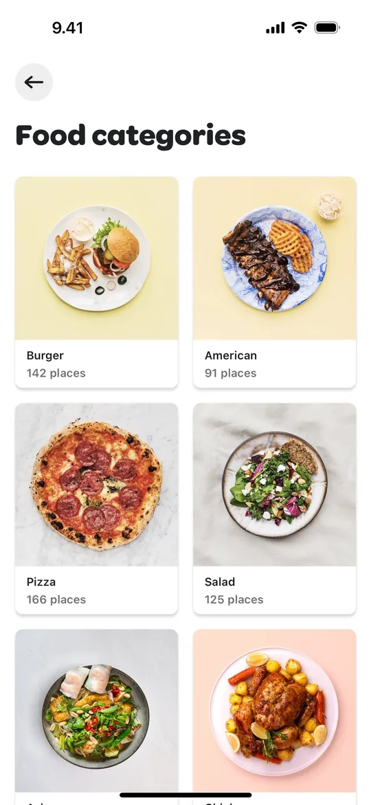 Swiggy Clone — Food categories screen