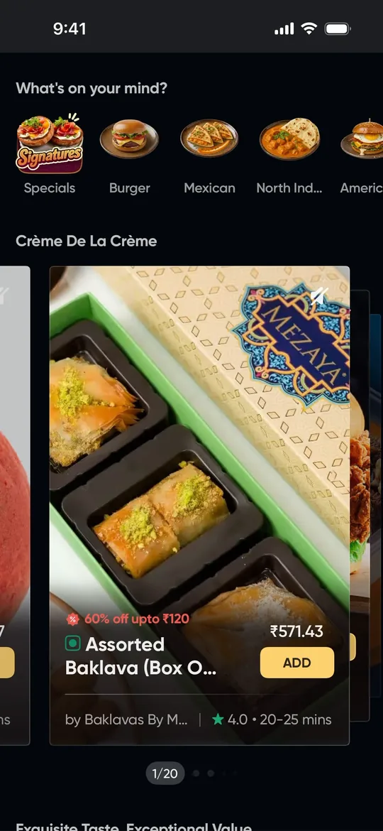 Swiggy Clone — Home feed screen