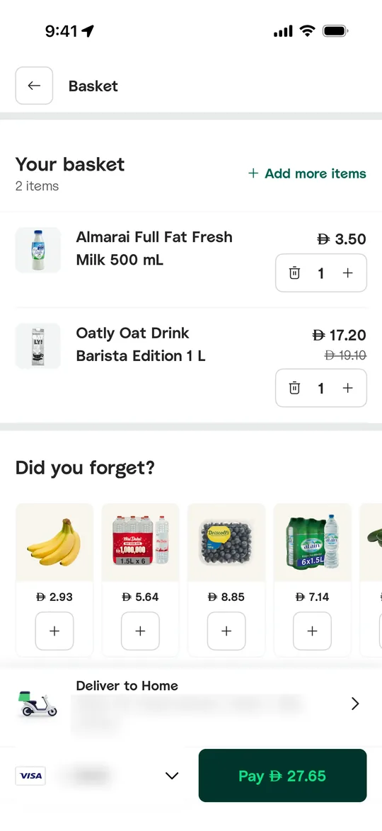 Retail app — Grocery basket