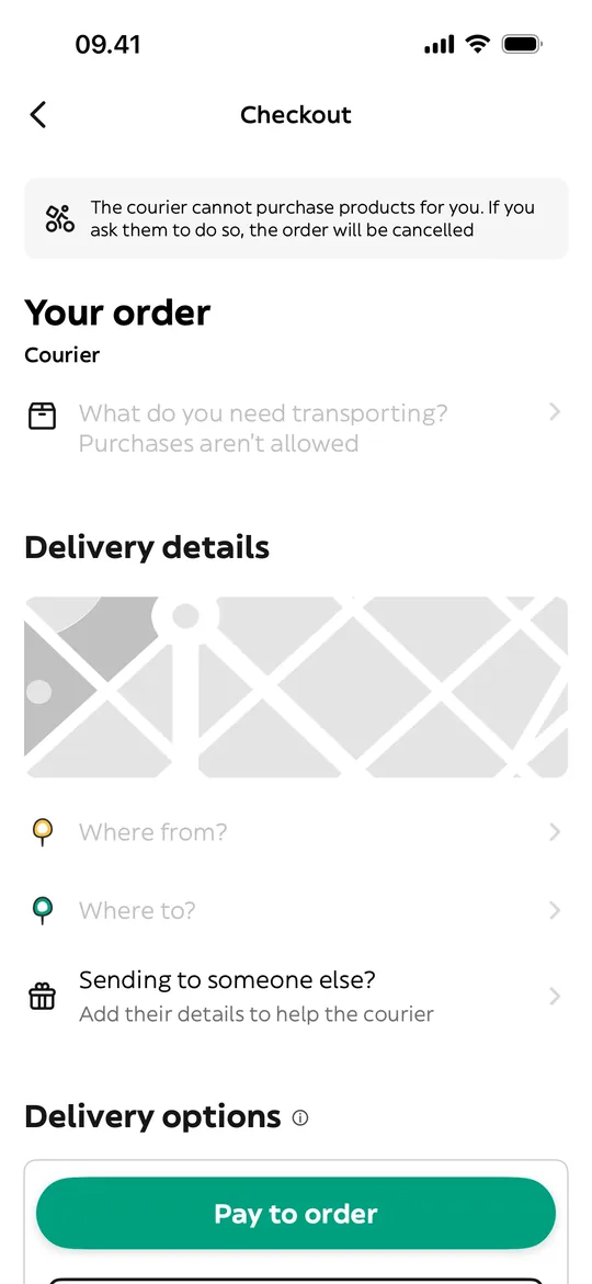 Swiggy Clone — Pick-up and drop screen