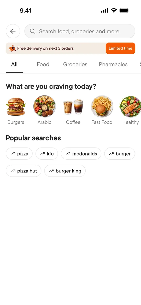 Food delivery app — Search