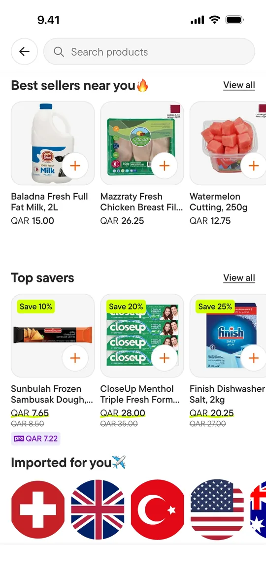 Retail app — Grocery best sellers