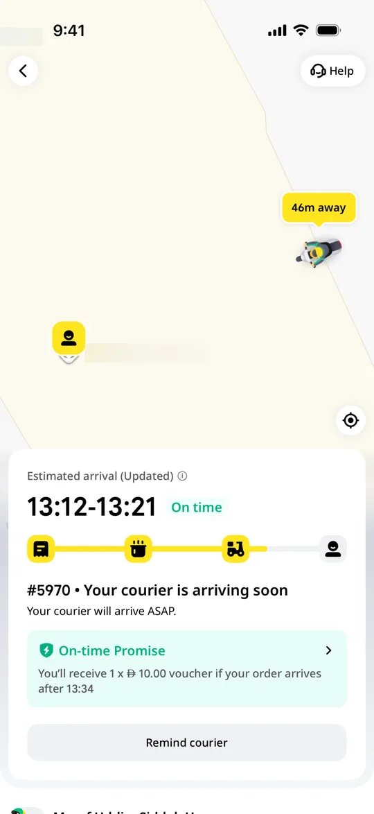 E-commerce app — Live order tracking