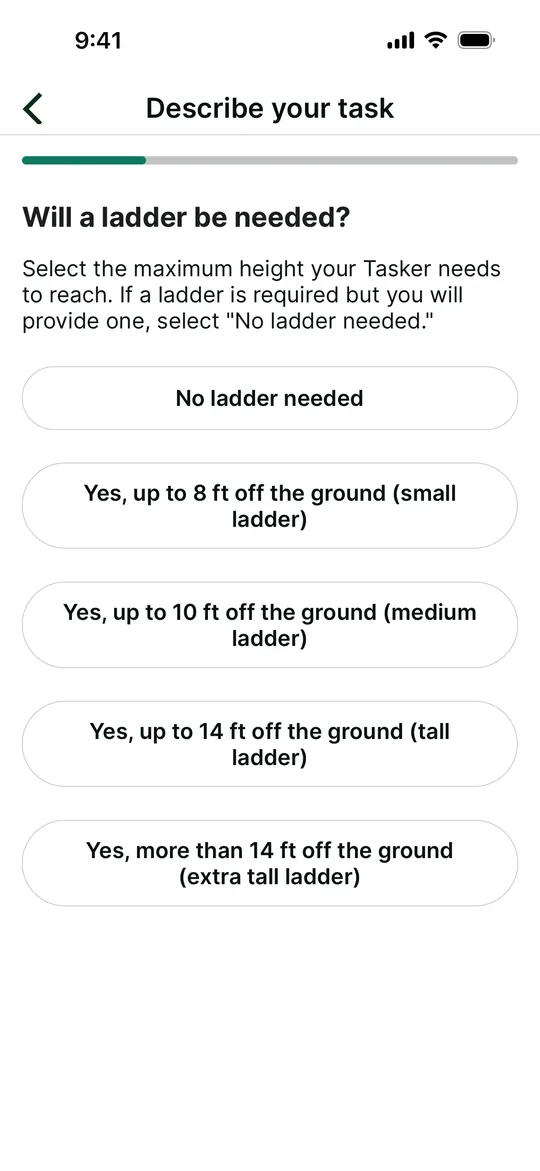 TaskRabbit Clone — Task requirements screen