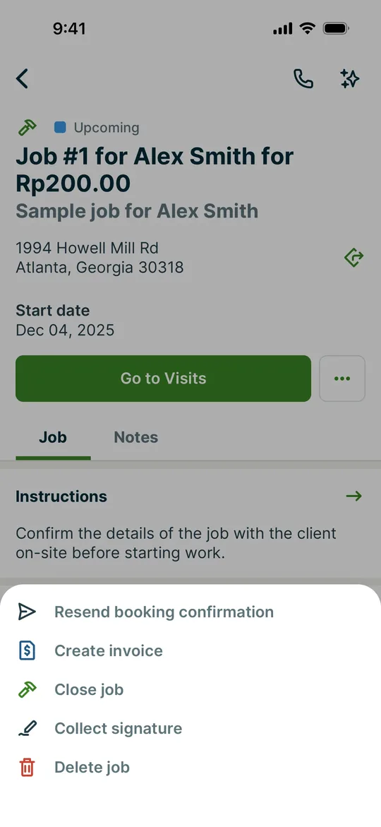 TaskRabbit Clone — Job actions screen