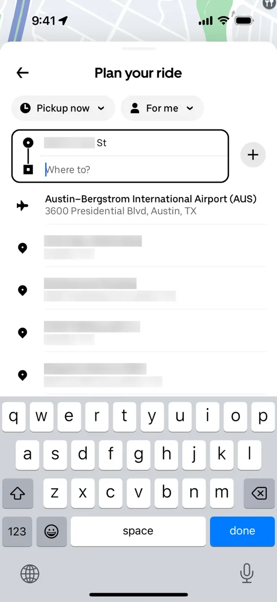 نسخة Uber — شاشة خطط لرحلتك