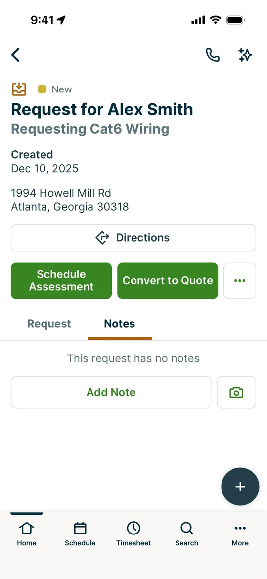 Home services app — New request