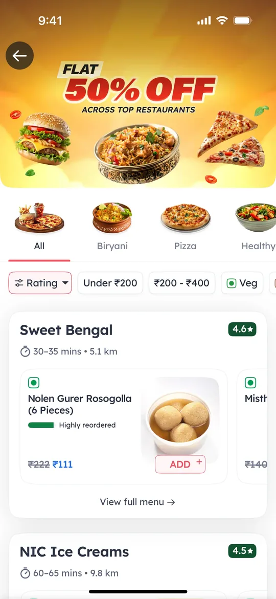 Zomato Clone — Offers screen