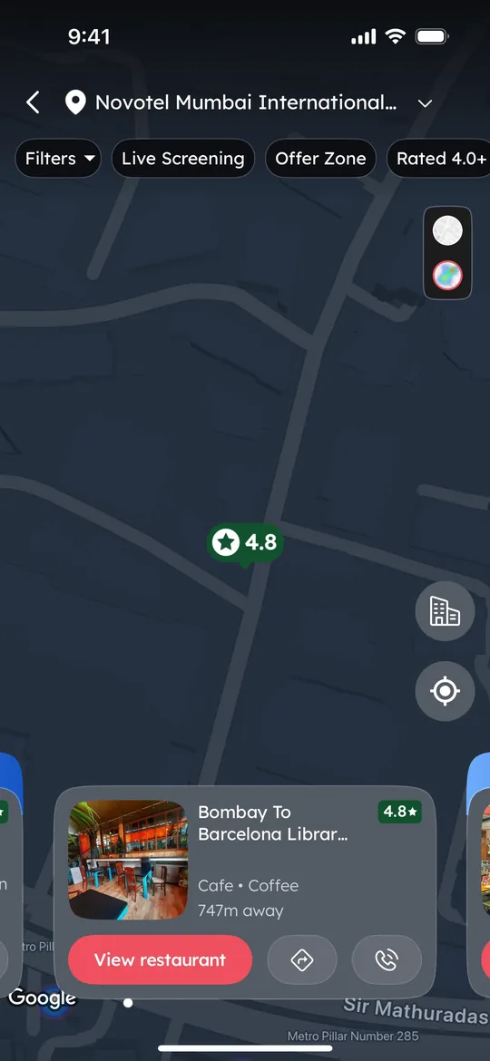Zomato Clone — Map explore screen