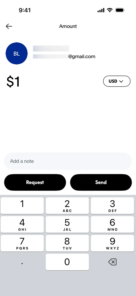 شاشة تطبيق محفظة على طراز PayPal